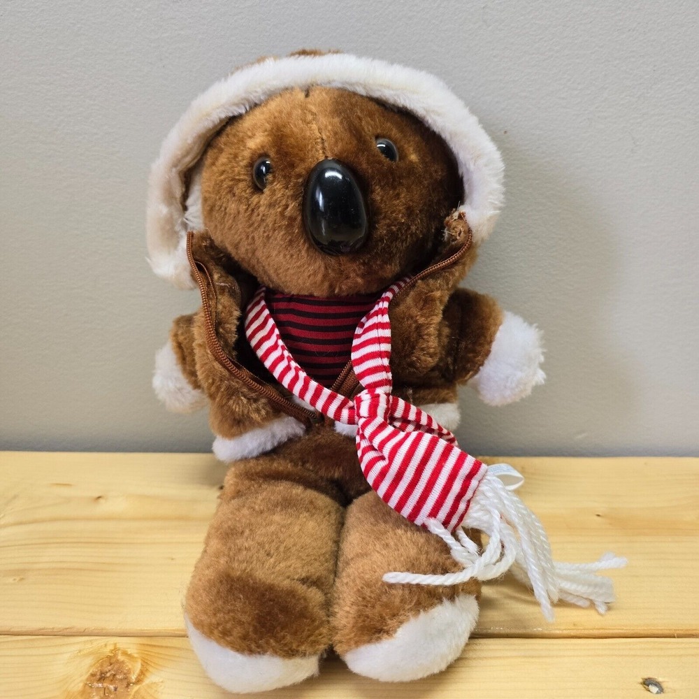 Vintage Interpur Koala Plush Stuffed Animal Jacket Scarf‎ 12in Collectible